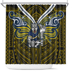 Custom North Queensland Cowboys Shower Curtain Bull Warrior Polynesia Islander Rugby Mascot