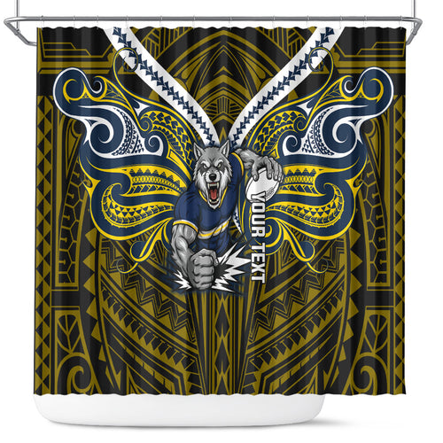 Custom North Queensland Cowboys Shower Curtain Bull Warrior Polynesia Islander Rugby Mascot