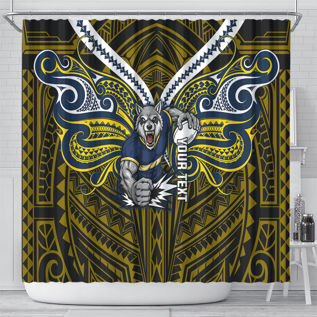Custom North Queensland Cowboys Shower Curtain Bull Warrior Polynesia Islander Rugby Mascot