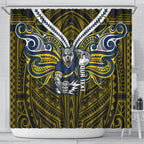 Custom North Queensland Cowboys Shower Curtain Bull Warrior Polynesia Islander Rugby Mascot