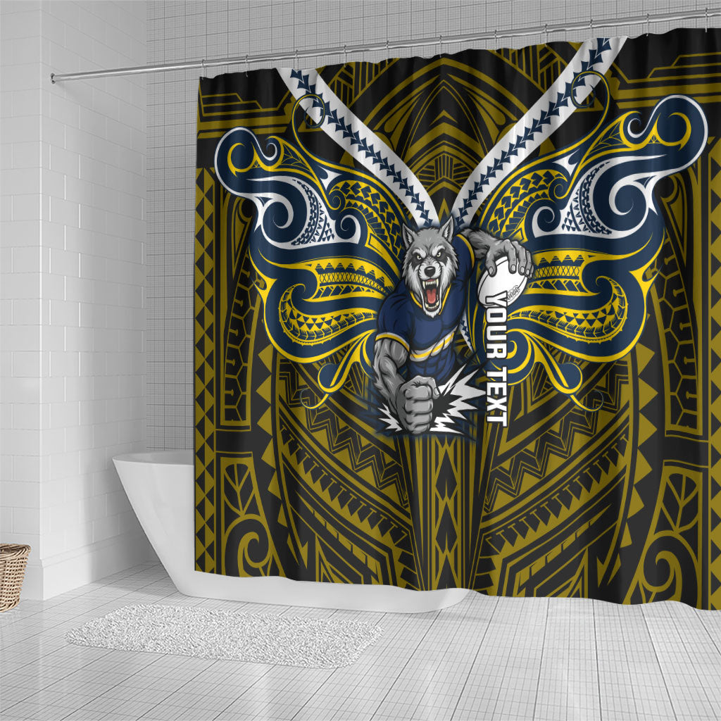 Custom North Queensland Cowboys Shower Curtain Bull Warrior Polynesia Islander Rugby Mascot