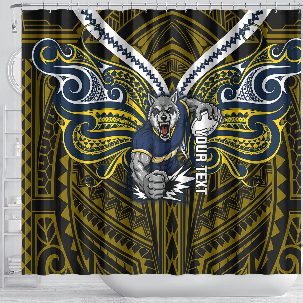 Custom North Queensland Cowboys Shower Curtain Bull Warrior Polynesia Islander Rugby Mascot