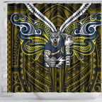 Custom North Queensland Cowboys Shower Curtain Bull Warrior Polynesia Islander Rugby Mascot