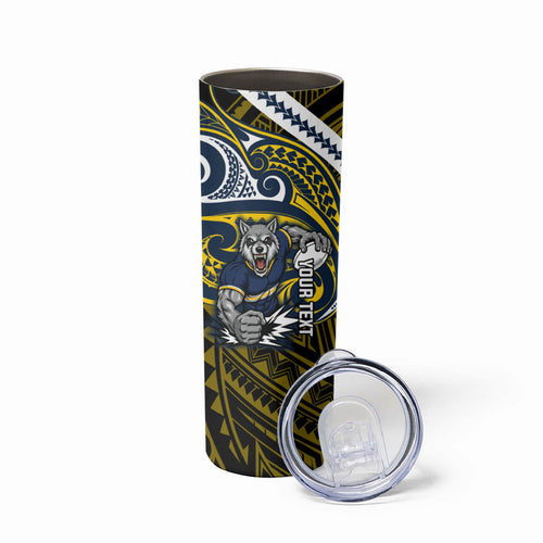 Custom North Queensland Cowboys Skinny Tumbler Bull Warrior Polynesia Islander Rugby Mascot