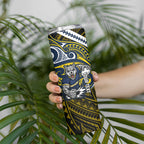 Custom North Queensland Cowboys Skinny Tumbler Bull Warrior Polynesia Islander Rugby Mascot