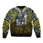 Custom North Queensland Cowboys Sleeve Zip Bomber Jacket Bull Warrior Polynesia Islander Rugby Mascot