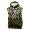 Custom North Queensland Cowboys Sleeveless Hoodie Bull Warrior Polynesia Islander Rugby Mascot