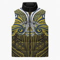 Custom North Queensland Cowboys Sleeveless Puffer Jacket Bull Warrior Polynesia Islander Rugby Mascot