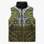 Custom North Queensland Cowboys Sleeveless Puffer Jacket Bull Warrior Polynesia Islander Rugby Mascot