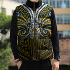 Custom North Queensland Cowboys Sleeveless Puffer Jacket Bull Warrior Polynesia Islander Rugby Mascot