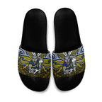 Custom North Queensland Cowboys Slide Sandals Bull Warrior Polynesia Islander Rugby Mascot