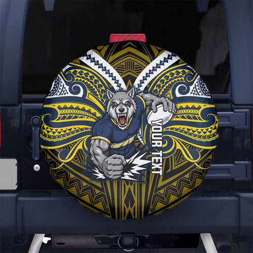 Custom North Queensland Cowboys Spare Tire Cover Bull Warrior Polynesia Islander Rugby Mascot
