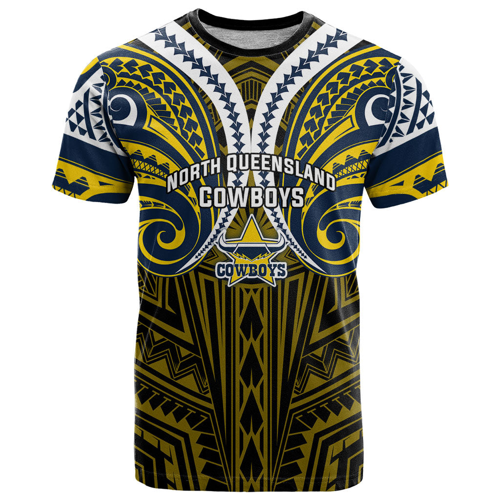 Custom North Queensland Cowboys T Shirt Bull Warrior Polynesia Islander Rugby Mascot