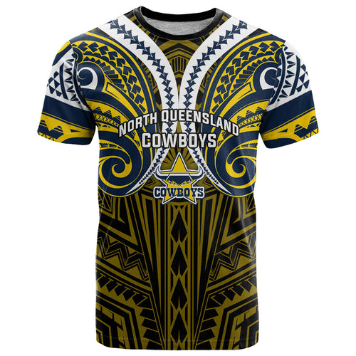 Custom North Queensland Cowboys T Shirt Bull Warrior Polynesia Islander Rugby Mascot