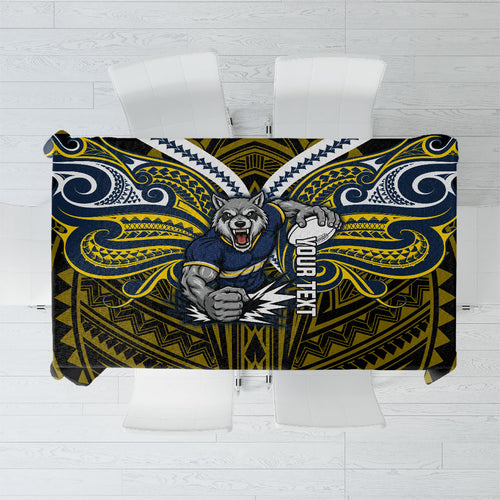 Custom North Queensland Cowboys Tablecloth Bull Warrior Polynesia Islander Rugby Mascot