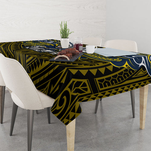 Custom North Queensland Cowboys Tablecloth Bull Warrior Polynesia Islander Rugby Mascot
