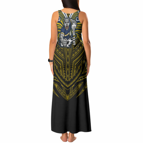 Custom North Queensland Cowboys Tank Maxi Dress Bull Warrior Polynesia Islander Rugby Mascot