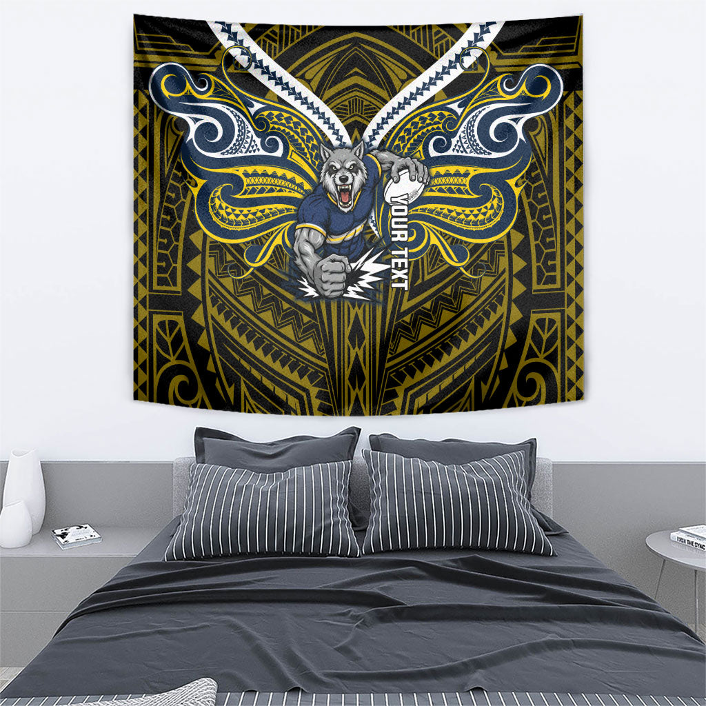 Custom North Queensland Cowboys Tapestry Bull Warrior Polynesia Islander Rugby Mascot