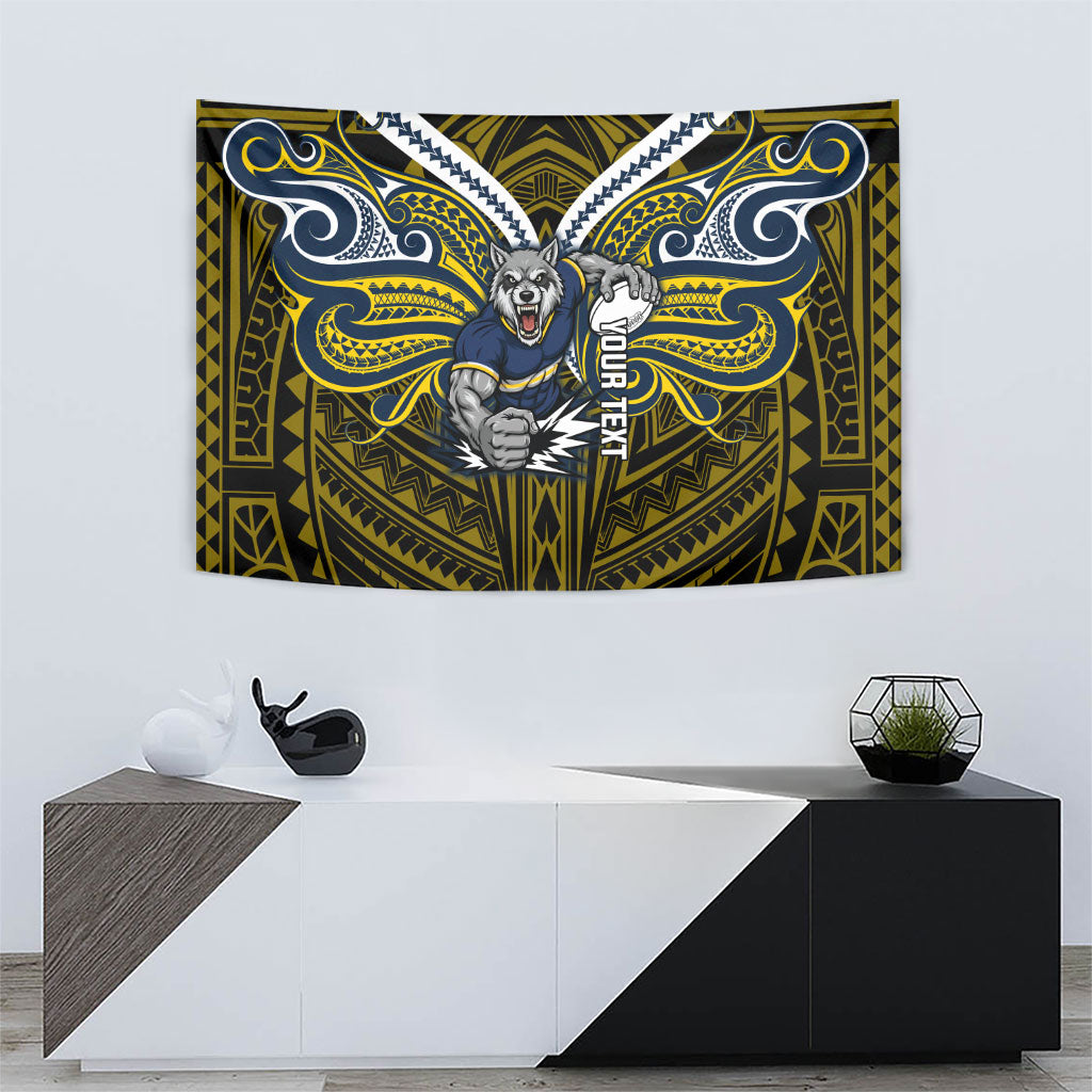 Custom North Queensland Cowboys Tapestry Bull Warrior Polynesia Islander Rugby Mascot