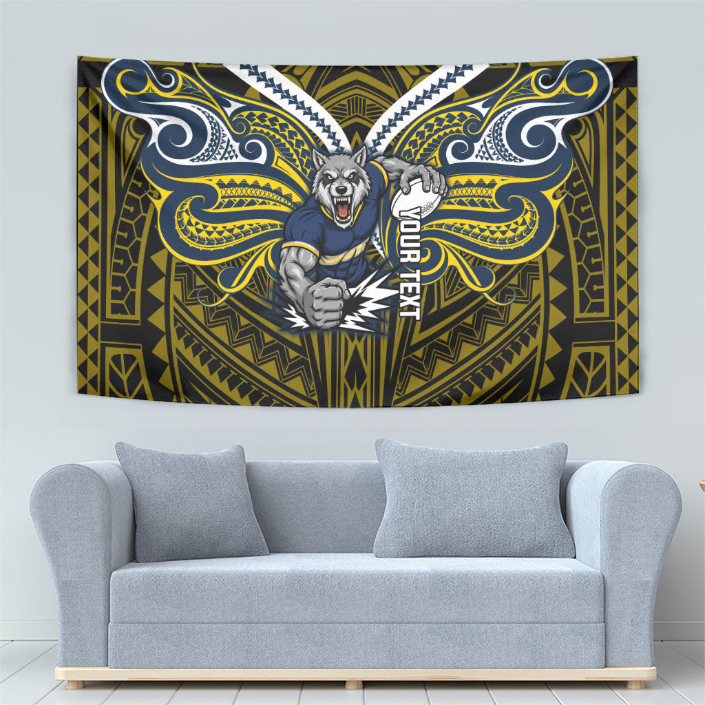 Custom North Queensland Cowboys Tapestry Bull Warrior Polynesia Islander Rugby Mascot