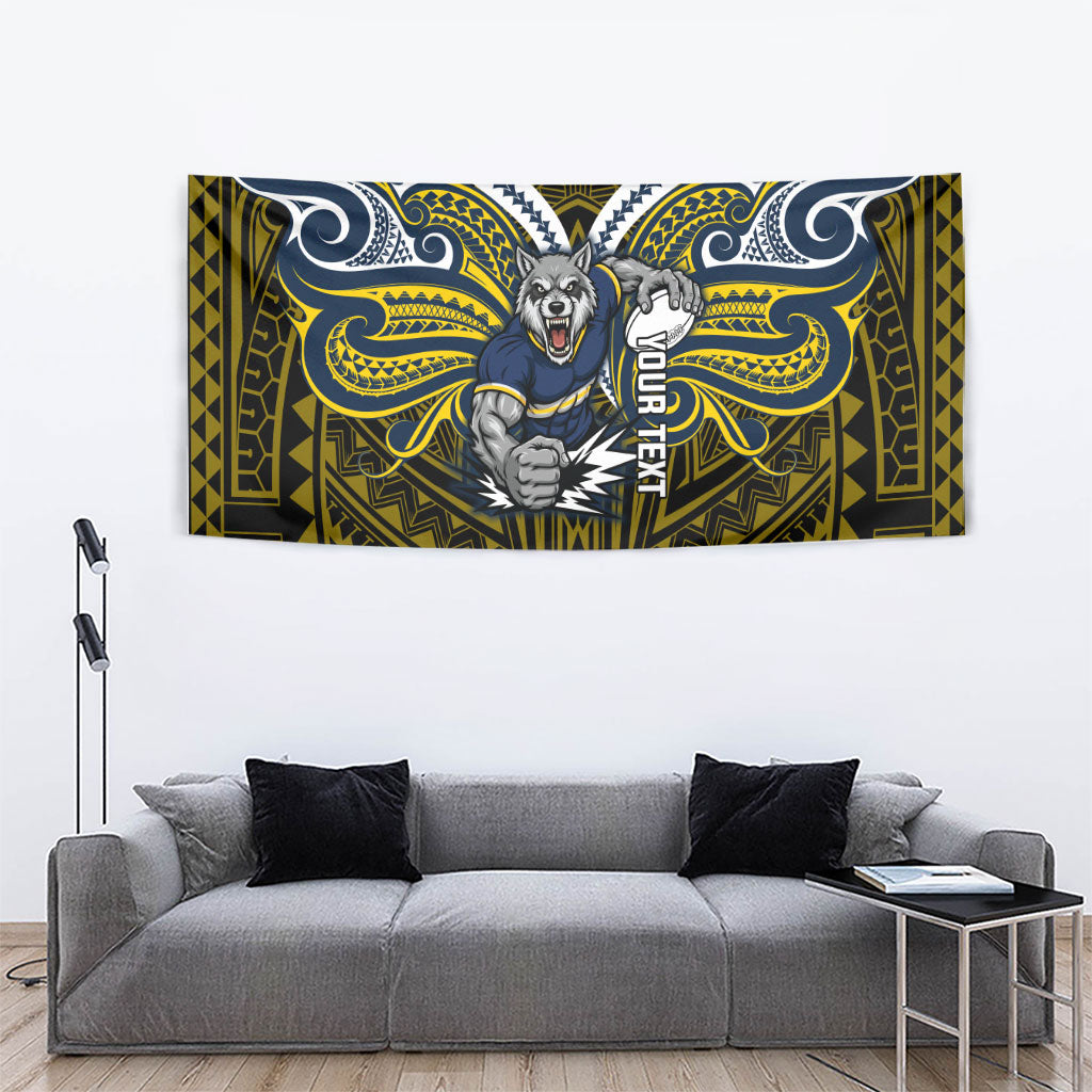 Custom North Queensland Cowboys Tapestry Bull Warrior Polynesia Islander Rugby Mascot