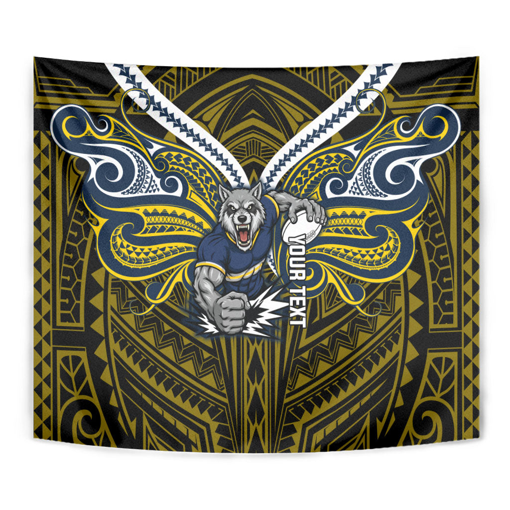 Custom North Queensland Cowboys Tapestry Bull Warrior Polynesia Islander Rugby Mascot