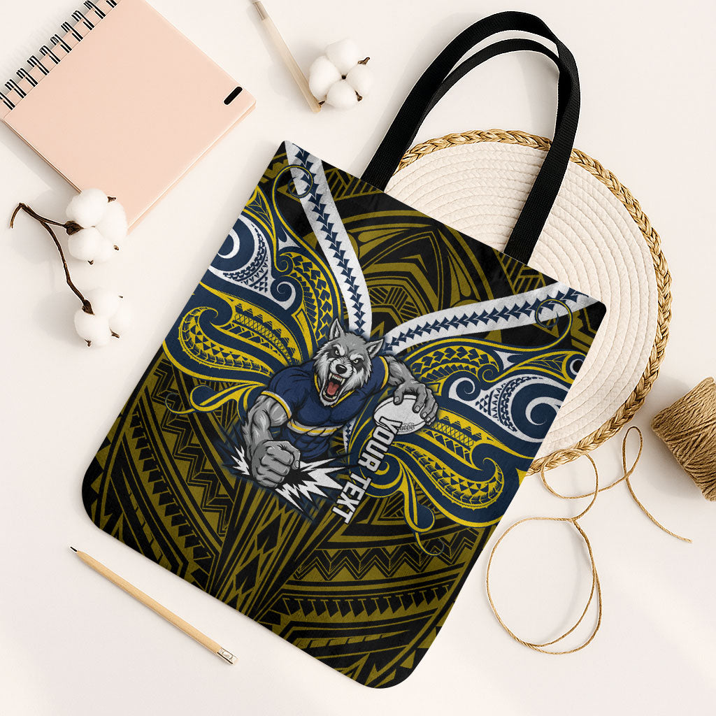Custom North Queensland Cowboys Tote Bag Bull Warrior Polynesia Islander Rugby Mascot