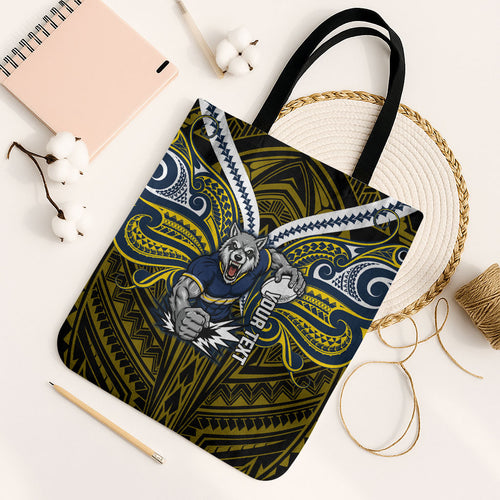 Custom North Queensland Cowboys Tote Bag Bull Warrior Polynesia Islander Rugby Mascot