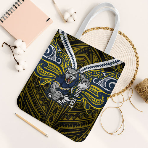 Custom North Queensland Cowboys Tote Bag Bull Warrior Polynesia Islander Rugby Mascot