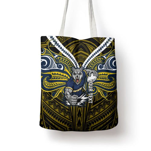 Custom North Queensland Cowboys Tote Bag Bull Warrior Polynesia Islander Rugby Mascot
