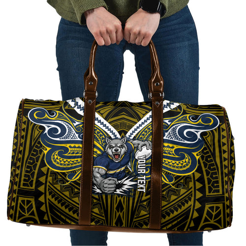 Custom North Queensland Cowboys Travel Bag Bull Warrior Polynesia Islander Rugby Mascot