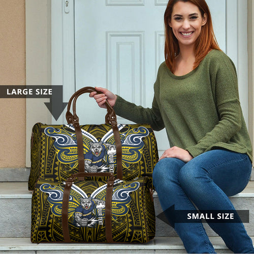 Custom North Queensland Cowboys Travel Bag Bull Warrior Polynesia Islander Rugby Mascot