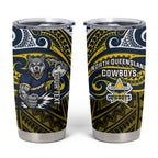 Custom North Queensland Cowboys Tumbler Cup Bull Warrior Polynesia Islander Rugby Mascot