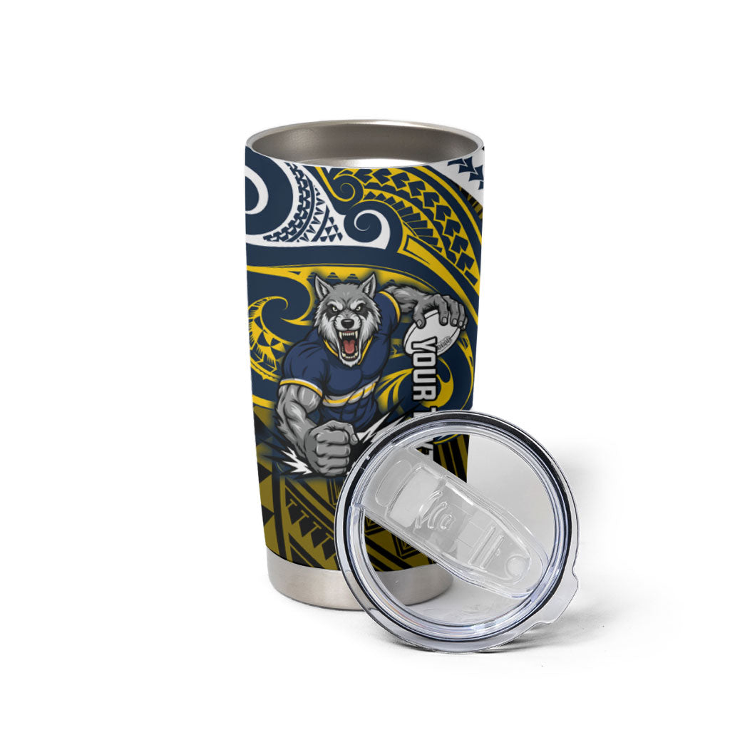Custom North Queensland Cowboys Tumbler Cup Bull Warrior Polynesia Islander Rugby Mascot