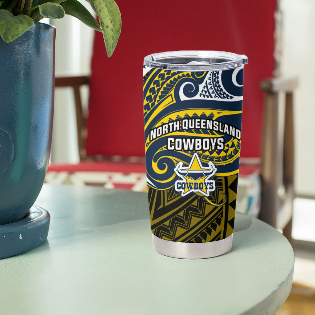 Custom North Queensland Cowboys Tumbler Cup Bull Warrior Polynesia Islander Rugby Mascot