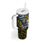 Custom North Queensland Cowboys Tumbler With Handle Bull Warrior Polynesia Islander Rugby Mascot