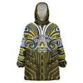 Custom North Queensland Cowboys Wearable Blanket Hoodie Bull Warrior Polynesia Islander Rugby Mascot