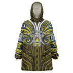 Custom North Queensland Cowboys Wearable Blanket Hoodie Bull Warrior Polynesia Islander Rugby Mascot