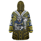 Custom North Queensland Cowboys Wearable Blanket Hoodie Bull Warrior Polynesia Islander Rugby Mascot