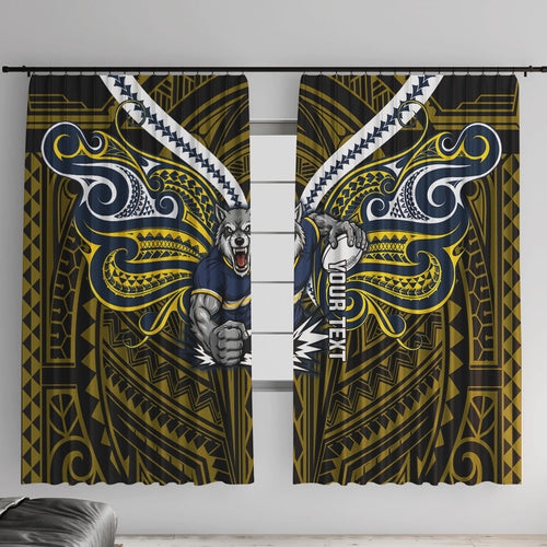 Custom North Queensland Cowboys Window Curtain Bull Warrior Polynesia Islander Rugby Mascot
