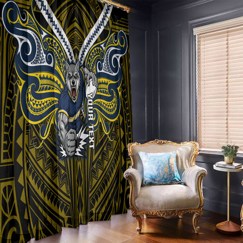 Custom North Queensland Cowboys Window Curtain Bull Warrior Polynesia Islander Rugby Mascot