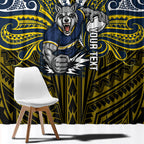 Custom North Queensland Cowboys Window Curtain Bull Warrior Polynesia Islander Rugby Mascot