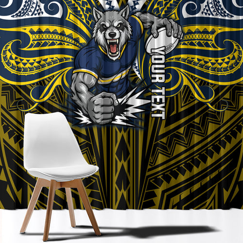 Custom North Queensland Cowboys Window Curtain Bull Warrior Polynesia Islander Rugby Mascot