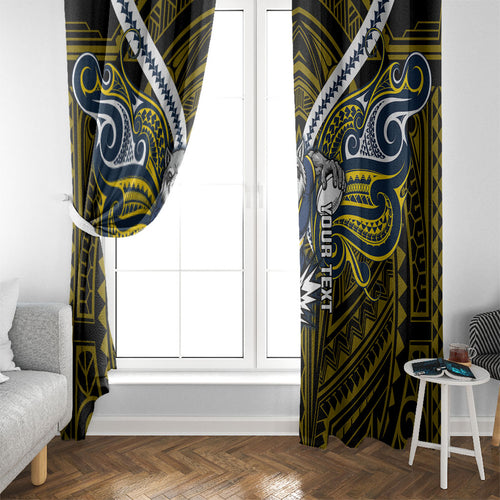Custom North Queensland Cowboys Window Curtain Bull Warrior Polynesia Islander Rugby Mascot