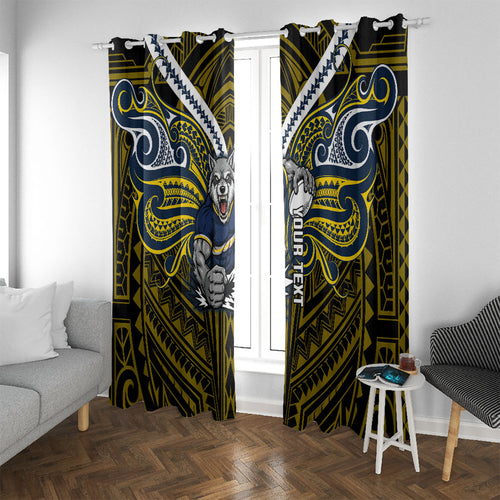 Custom North Queensland Cowboys Window Curtain Bull Warrior Polynesia Islander Rugby Mascot