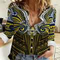 Custom North Queensland Cowboys Women Casual Shirt Bull Warrior Polynesia Islander Rugby Mascot