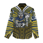 Custom North Queensland Cowboys Women Casual Shirt Bull Warrior Polynesia Islander Rugby Mascot