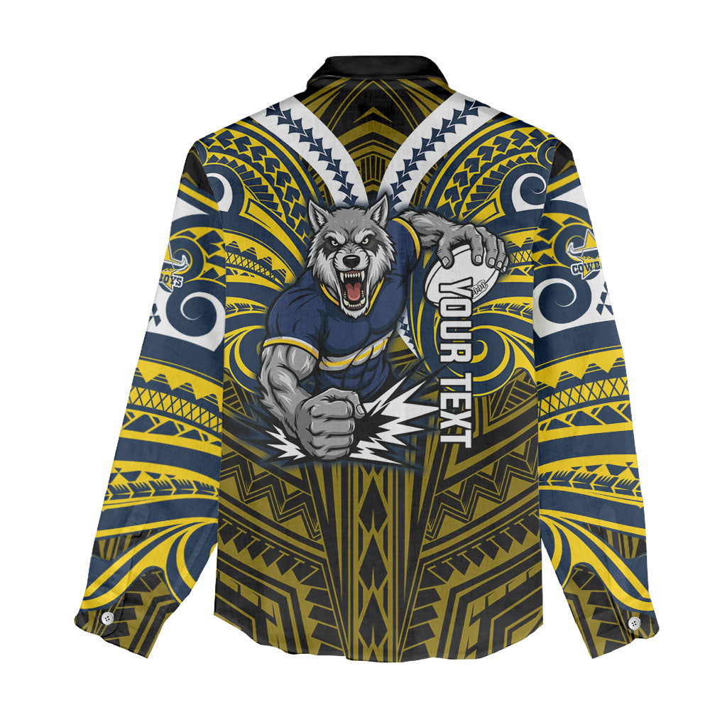 Custom North Queensland Cowboys Women Casual Shirt Bull Warrior Polynesia Islander Rugby Mascot