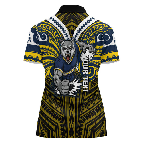 Custom North Queensland Cowboys Women Polo Shirt Bull Warrior Polynesia Islander Rugby Mascot