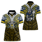 Custom North Queensland Cowboys Women Polo Shirt Bull Warrior Polynesia Islander Rugby Mascot